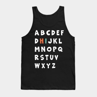 Funny Pre K Kindergarten Hi Alphabet Back To School Teachers Tank Top